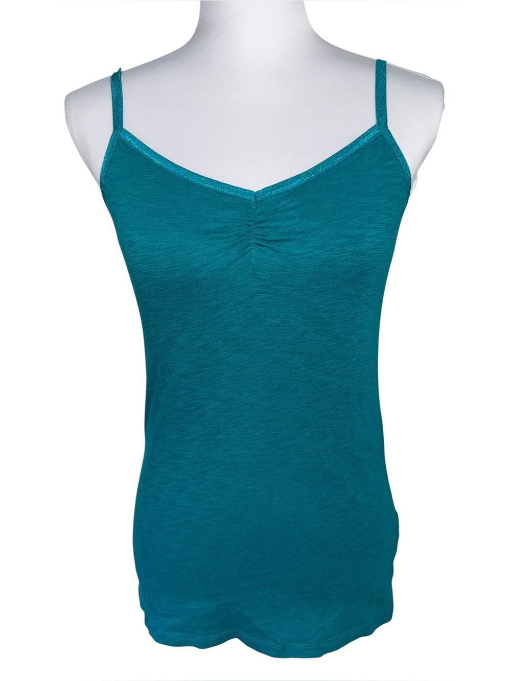 Mudd‎ Teal Adjustable Strap Cami Tank Top Ruched Stretch Layering Large Y2K